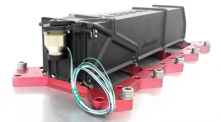 3D printed AlbaPod 2.0 on vibration table going through preflight certification