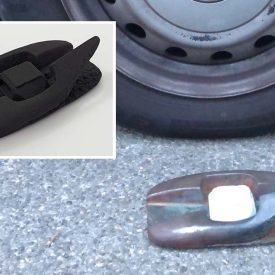 3D printed cat’s eye in Windform RL with special surface effect before delivering and on the road on set. Courtesy: Prop On-Set team