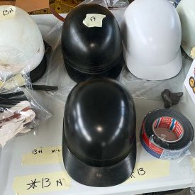 Helmets built (black) with 3D printed visor in Windform GT on set. Courtesy: Prop On-Set team